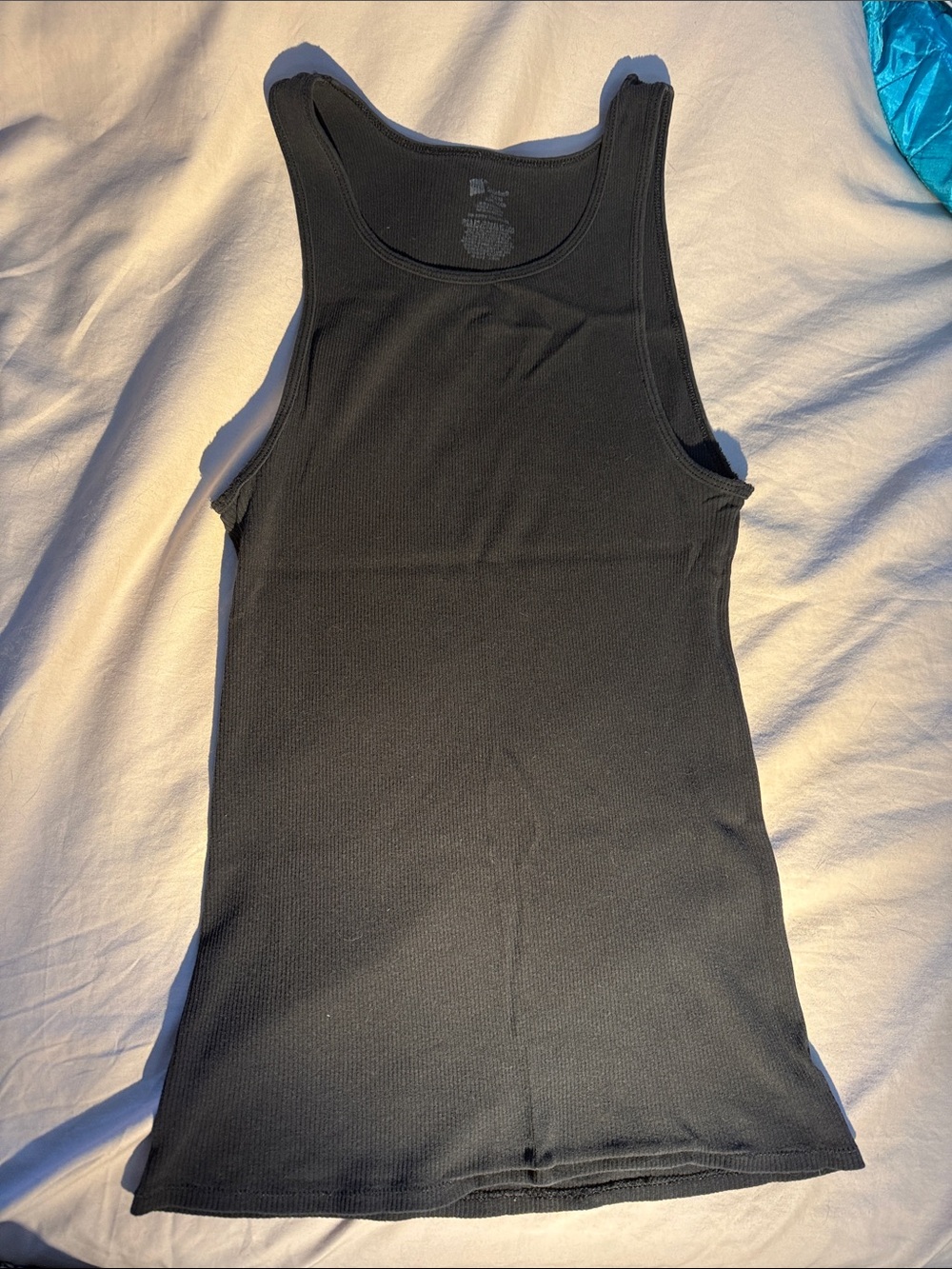 Black Ribbed Tank Top - Classic Scoop Neck